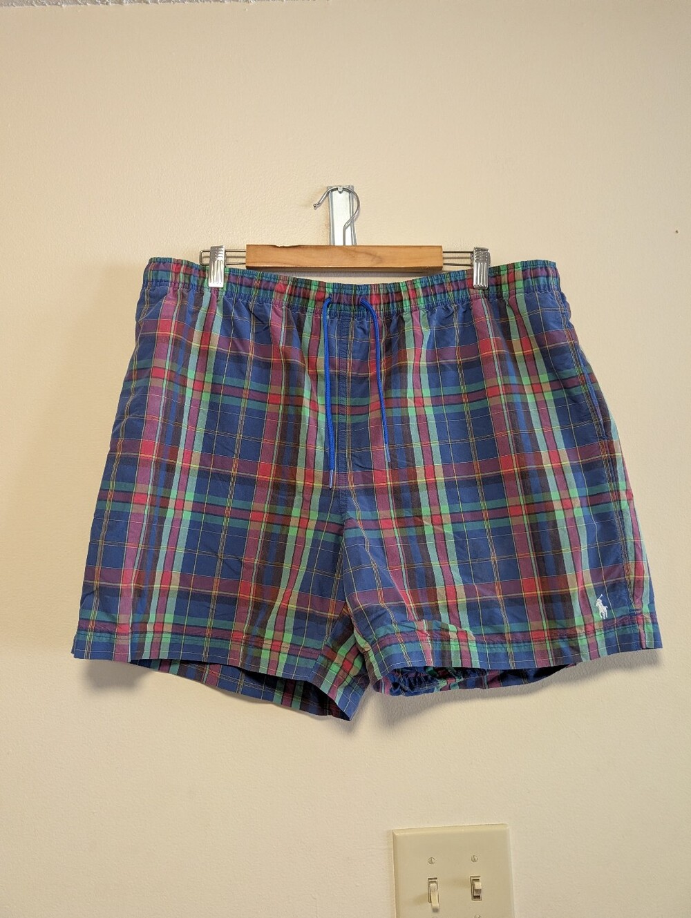 Vintage Polo Ralph Lauren Plaid Swim Trunks XL Madras Preppy